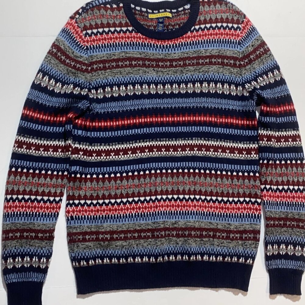 Prince & Fox Men’s Sweater Size Medium Blue Red, Ugly Christmas Sweater